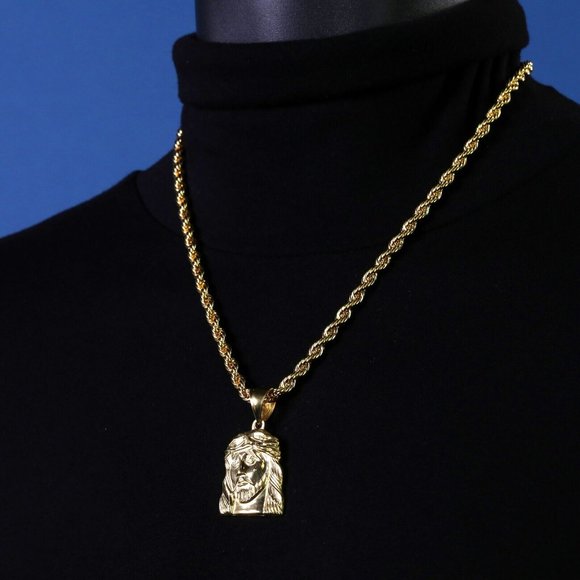 Jesus 14k Stamped Pendant + Necklace